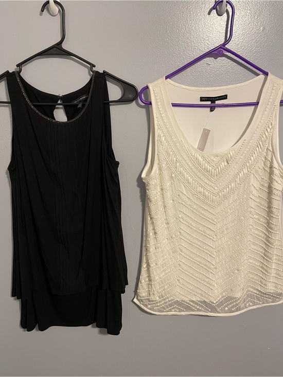 White House Black Market Tops - White House Black Market Ivory Beaded and Black Sleeveless Camisole Bundle